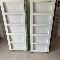 5段チェスト2個セット(抹茶色、チョコレート色)の画像