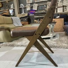 C26★関家具★クラッシュゲート Easy Life ゼットチェア コーヒー ブラウン W46cm リサイクルレザー 椅子の画像