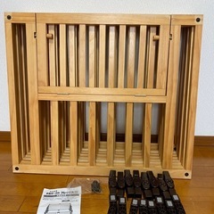 日本育児 たためる 木製サークル  フレックス8枚セット ドア付き