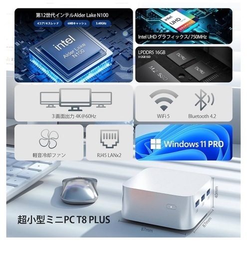 ミニpc 第12世代インテルAlder Lake-N10016GB+512GB