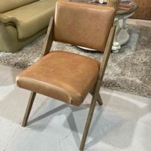 C26★関家具★クラッシュゲート Easy Life ゼットチェア キャメル W46cm リサイクルレザー 肘なし 椅子 イス