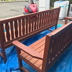 yt250626-012Z 中古 ２台セット CONDOR 山崎産業 ガーデンベンチ ガーデニングチェア ベンチチェア  ウッドデッキ 屋外 ガーデニング 庭 ログハウス  別荘 の画像