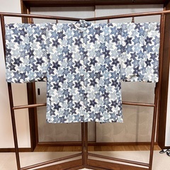 美品 着物 羽織 藍色 ちりめん 花柄