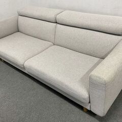 unico/ウニコ LOM/ロム ３人掛けソファ グレー カバーリング フェザー 幅196 リビング インテリア 3P 天然木 中古家具 店頭引取歓迎 R9749の画像