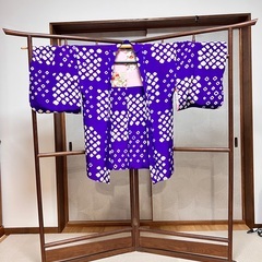 着物 羽織 青紫色 絞り柄 染め 裏地が超可愛い