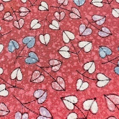 美品 着物 羽織 桃色 ちりめん風 葉柄 ハート柄 かわいいの画像