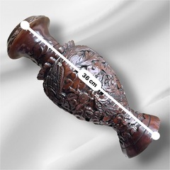 中国美術 木彫 花器 置物 オブジェ 彫刻 アジアン 木製花瓶 インテリア の画像