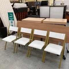 【KJ172】美品 ホワイト×ゴールド 海外製 折りたたみチェア...