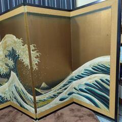 北斎風　屏風の画像