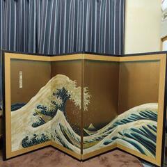 北斎風　屏風