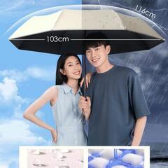 晴雨兼用　折りたたみ傘 片手で簡単　ワンタッチ自動開閉 大きいサイズ　直径103cm 　軽量 　 耐風8本骨　ブラック の画像