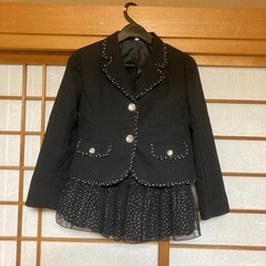 子供スーツ　黒　白水玉　130