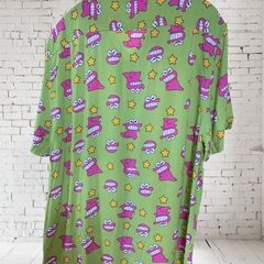クレヨンしんちゃん 総柄シャツ メンズM レーヨン100% ユニセックス 半袖の画像