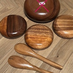 【早めの取引希望！】HUMMING BIRD ハミングバード　 木製 小皿 天然木　5点セットの画像