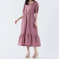GUのスクエアネックバックリボンワンピースです☺️の画像