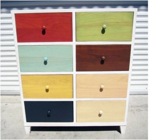 かわいい　カラフルチェスト　2列4段　高さ94㎝　幅81㎝　奥行42㎝　キャビネット　収納　タンス　木製　チェスト　子供部屋　かわいい