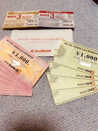 【最新】ビックカメラ　コジマ　12000円分