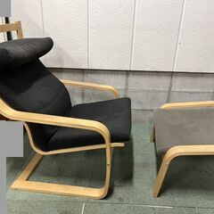 IKEA POANG ポエング チェア オットマン付 幅69cm...