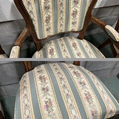 ダイニングチェア 3脚セット 猫脚 鋲打ち アンティーク調 レトロ インテリア 幅49cm×奥行55cm×高さ95cm（座高48cm）の画像