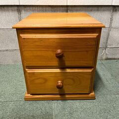 木製 2段 袖机 ミニチェスト 小物入れ 幅46cm×奥行48c...