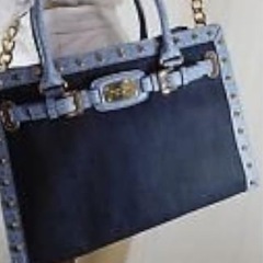 最終価格希少❗️極美品☆Michael Kors デニム レザー2wayバッグ　ハミルトンの画像