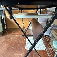 L字型デスク　茶色の画像