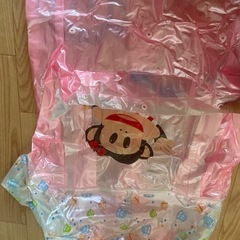 キッズ　レインコート ピンク モンキーの画像
