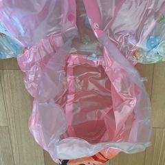 キッズ　レインコート ピンク モンキーの画像