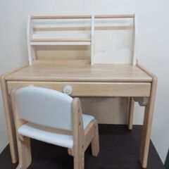 29-2-2　未使用/新品　アウトレット　キッズデスク チェアセット 上棚付き ままごと キッチン 高さ調整 タブレットスタンドの画像