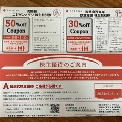 ☆夏休みに!☆パソナ 株主割引券 淡路島西海岸飲食施設&アトラクションの画像