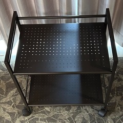 ドウシシャ カラーボックスサイズで使いやすく鉄製パンチングがお手入れ簡単 キッチンワゴン 2段 ダークブラウン GC-P46DB 幅43×奥行29.5×高さ47cm の画像