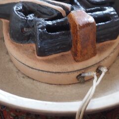 茶釜、銅蓋、茶道具、コンロ付きの画像