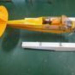 パイパー J3カブ 1/7.6 PJ-4C-30 RCスケール機 テトラ240 スロットイン方式 バルサキット　完成品着払い　中古　飛行機　水陸両用の画像