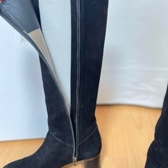 【定価3万円】【GINZA kanematsu】スエードロングブーツブラック38 ハイヒール 銀座かねまつ　本革　レザー　レディース　女性用　高級靴の画像