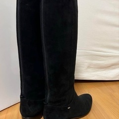 定価3万円【GINZA kanematsu/銀座カネマツ】高級本革女性靴　スエードロングブーツ　ブラック　24.0の画像