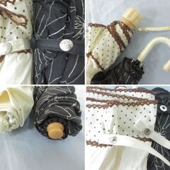 ( せ-A4-8180 )because ビコーズ 折りたたみ日傘 ２本まとめ セット オフホワイト 白 ト ブラック 黒 手元竹 おしゃれ かわいい 中古の画像