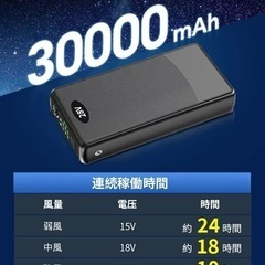 新品　ファンバッテリーセット 空調服用 30000mAHバッテリー 作業服 28v PSE認証 空調ウェア 風量調整の画像