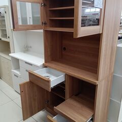 ★ジモティ割あり★  レンジボード ナチュラルブラウン H180.5×D43×W90 クリーニング済み HJ6907の画像