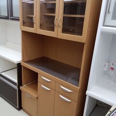 ★ジモティ割あり★  レンジボード ナチュラルブラウン H180×D44×W93 クリーニング済み HJ6908の画像