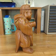 七福神恵比寿様、大黒天様木彫り置物の画像