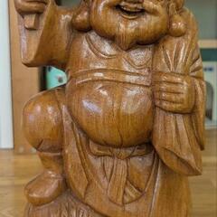七福神恵比寿様、大黒天様木彫り置物の画像