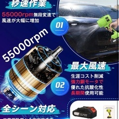 【未使用】ブロワー 6500mAh大容量　バッテリー２個 強力 洗車 コードレスの画像