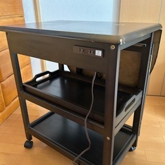 折り畳み式キッチンワゴン　トレー付きの画像