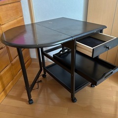 折り畳み式キッチンワゴン　トレー付き