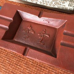 お値下げ【昭和レトロ】【未使用品】鋳物 謹製 灰皿 鉄 金属 工芸品 雑貨 喫煙具 キムラ堂 京都 ヴィンテージの画像