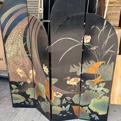 衝立　屏風　4枚折　鶴　竹　縁起の画像