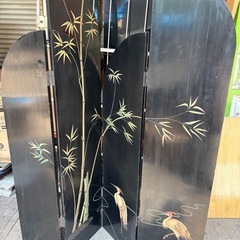 衝立　屏風　4枚折　鶴　竹　縁起の画像