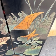 衝立　屏風　4枚折　鶴　竹　縁起の画像