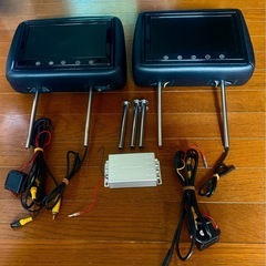 ヘッドレストモニター 左右セット 映像分配器 シャフト付き　（一...