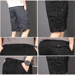 新品未使用　メンズ カーゴ ショート ハーフ パンツ 短パン 黒迷彩 カモフラ XLの画像